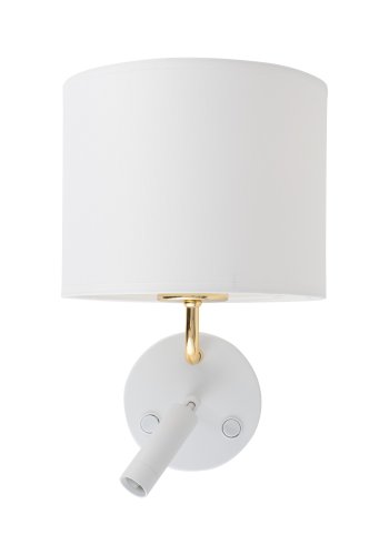 TK Richi vglampe - hvid stof og guld metal