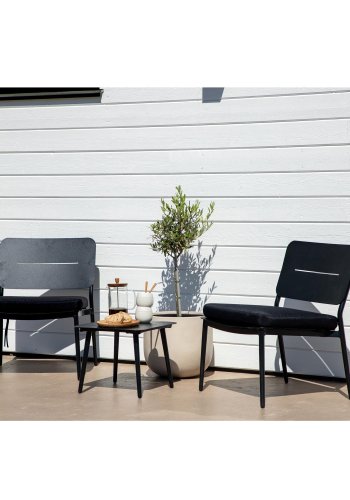 VENTURE DESIGN Lina loungestol, m. hynde - sort polyester og stl