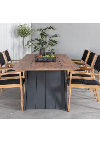 VENTURE DESIGN Doory havebord - brun akacietr og sort stl (250x100)