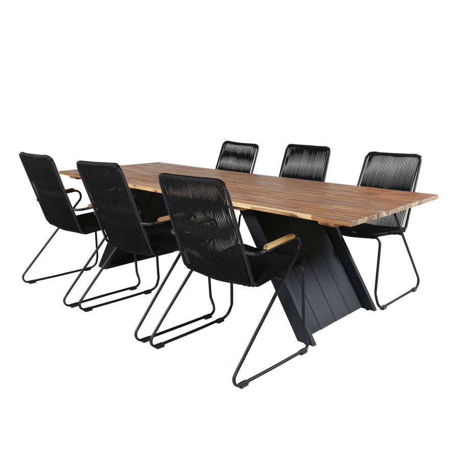 VENTURE DESIGN Doory havebord - brun akacietr og sort stl (250x100)