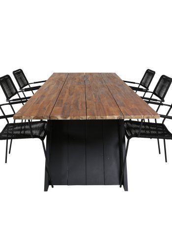 VENTURE DESIGN Doory havebord - brun akacietr og sort stl (250x100)