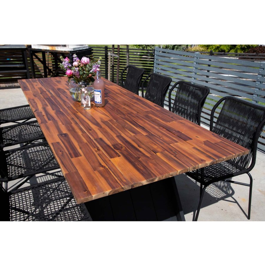 VENTURE DESIGN Doory havebord - brun akacietr og sort stl (250x100)