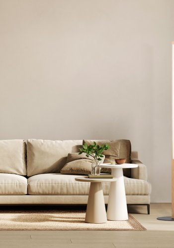 TK Teo LED gulvlampe - natur tr og sort metal