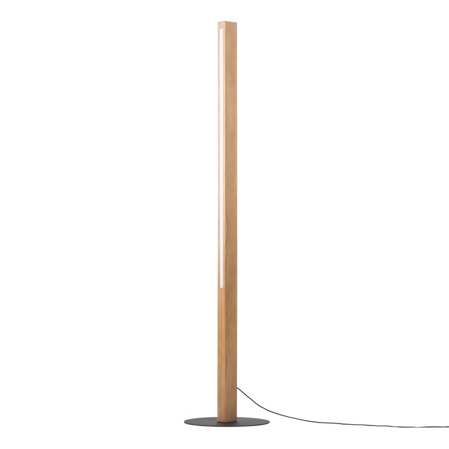 TK Teo LED gulvlampe - natur tr og sort metal