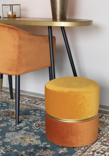 WHITE LABEL LIVING Bubbly puf, rund - solgul polyester (35)