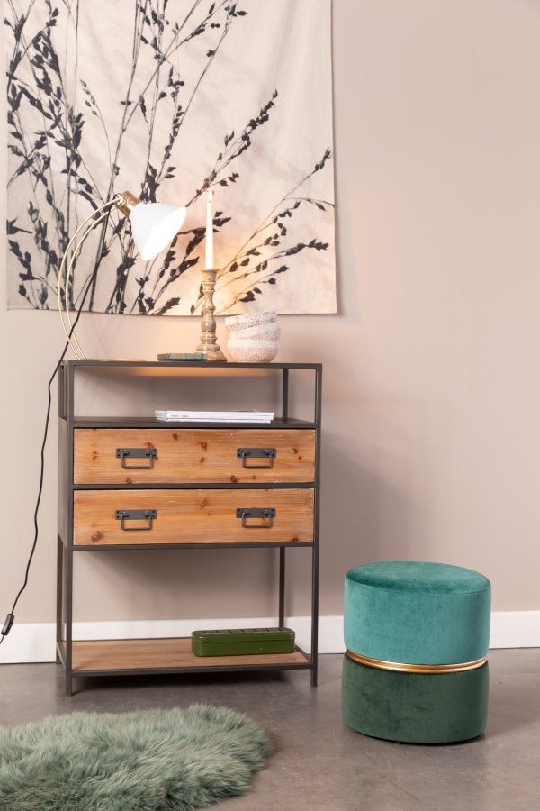 WHITE LABEL LIVING Bubbly puf, rund - skovgrn polyester (35)