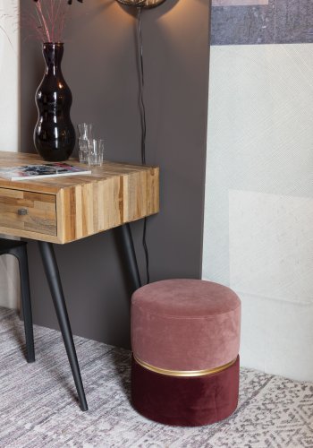 WHITE LABEL LIVING Bubbly puf, rund - lyserd polyester (35)