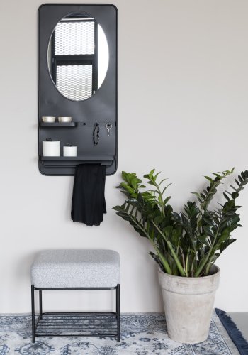 WHITE LABEL LIVING Milou skammel, m. hylde - gr polyester og jern (50x35)