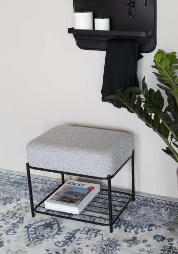 WHITE LABEL LIVING Milou skammel, m. hylde - gr polyester og jern (50x35)