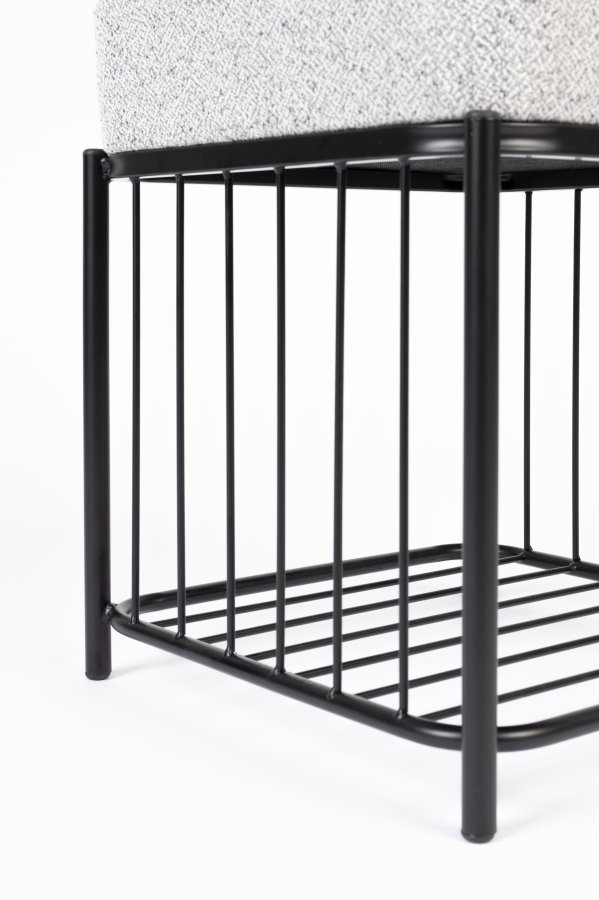 WHITE LABEL LIVING Milou skammel, m. hylde - gr polyester og jern (35x35)