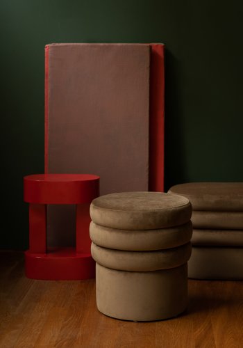 DUTCHBONE Aditi puf, rund - brun polyester (40)