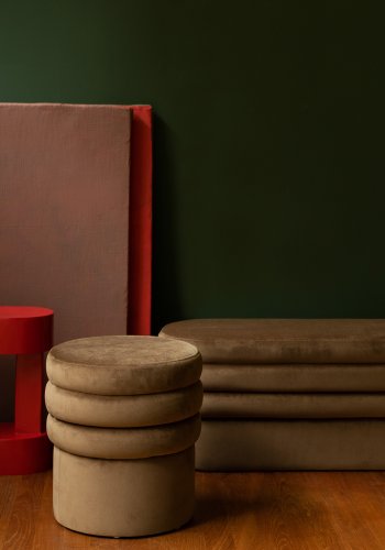 DUTCHBONE Aditi puf, rund - brun polyester (40)