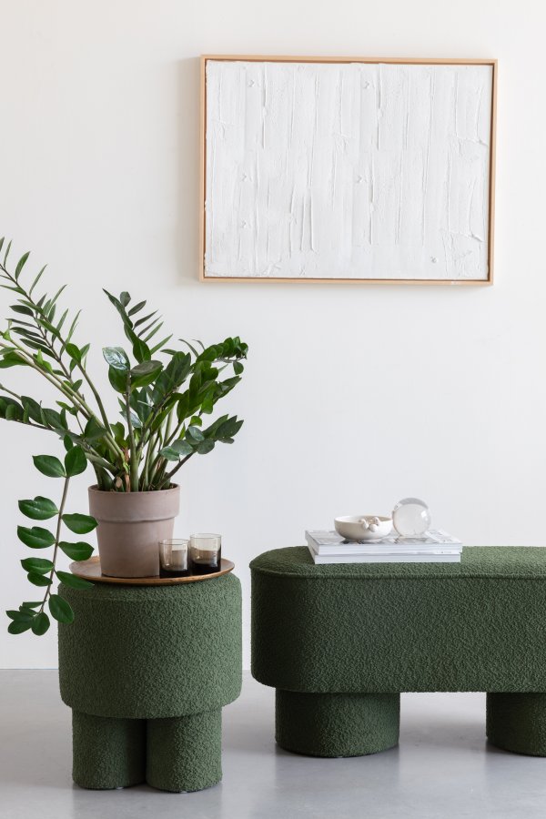 WHITE LABEL LIVING Marcos skammel, rund - grn polyester (40)