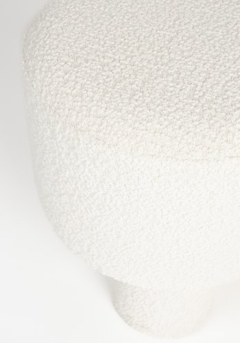 WHITE LABEL LIVING Marcos skammel, rund - hvid polyester (40)