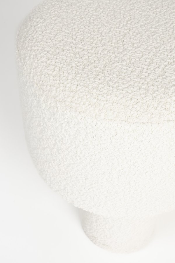 WHITE LABEL LIVING Marcos skammel, rund - hvid polyester (40)
