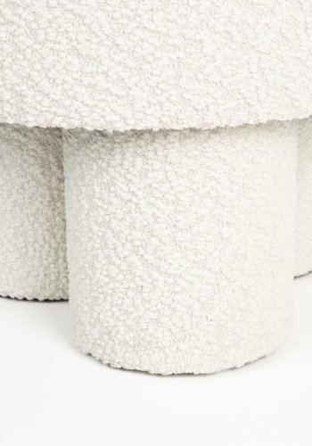 WHITE LABEL LIVING Marcos skammel, rund - hvid polyester (40)