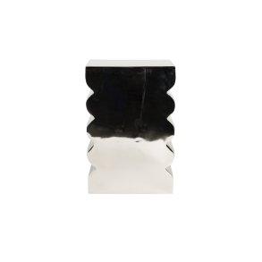 ZUIVER Curves skammel, rektangulr - blank slv aluminium (21x30)