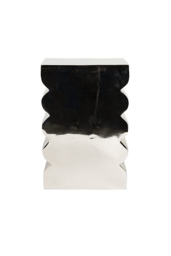 ZUIVER Curves skammel, rektangulr - blank slv aluminium (21x30)