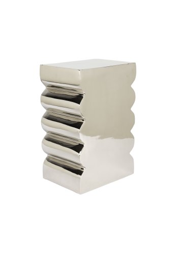 ZUIVER Curves skammel, rektangulr - blank slv aluminium (21x30)