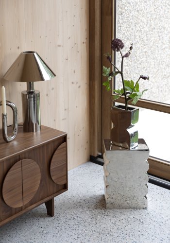 ZUIVER Curves skammel, rektangulr - blank slv aluminium (21x30)