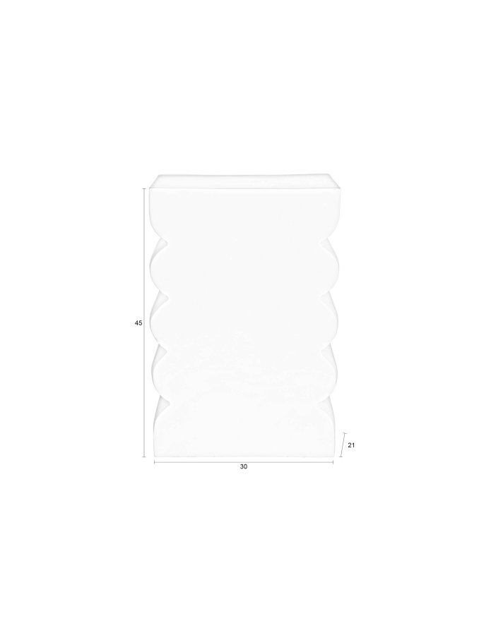 ZUIVER Curves skammel, rektangulr - blank slv aluminium (21x30)