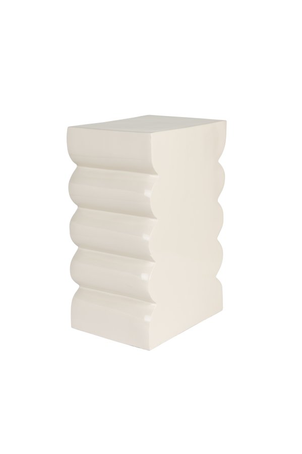 ZUIVER Curves skammel, rektangulr - blank beige aluminium (21x30)