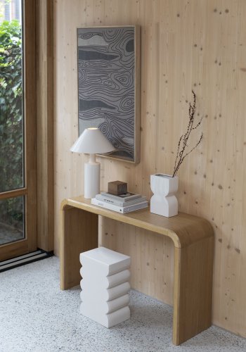 ZUIVER Curves skammel, rektangulr - blank beige aluminium (21x30)