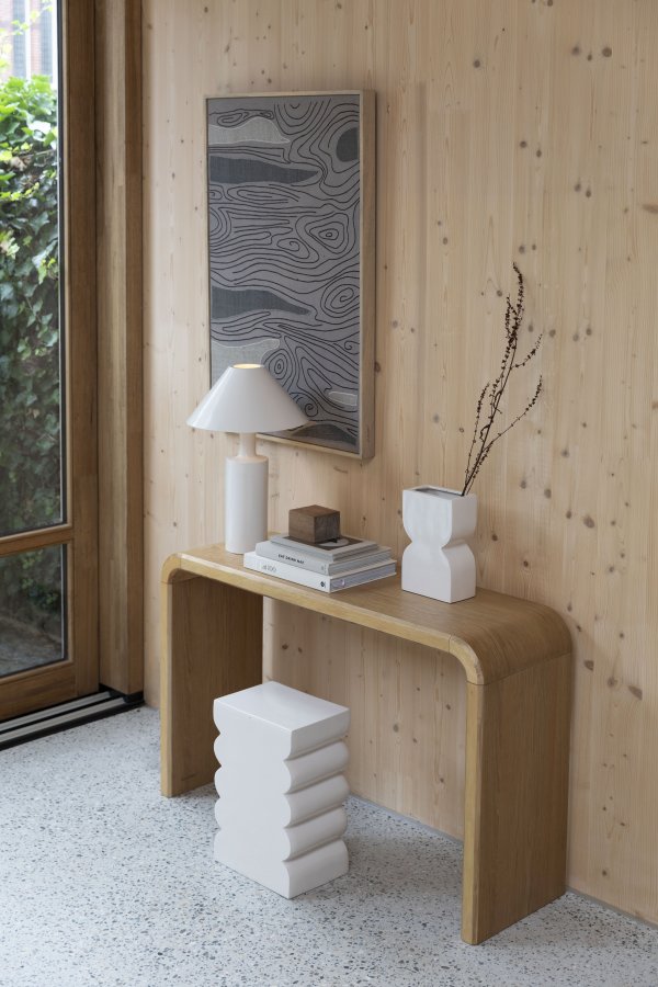 ZUIVER Curves skammel, rektangulr - blank beige aluminium (21x30)