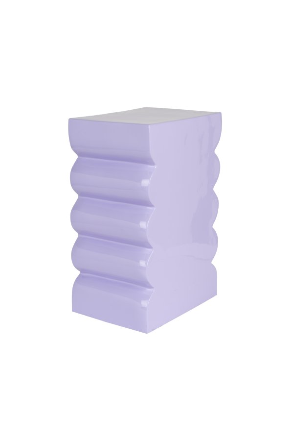 ZUIVER Curves skammel, rektangulr - blank lilla aluminium (21x30)