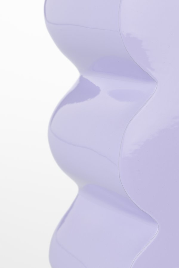 ZUIVER Curves skammel, rektangulr - blank lilla aluminium (21x30)