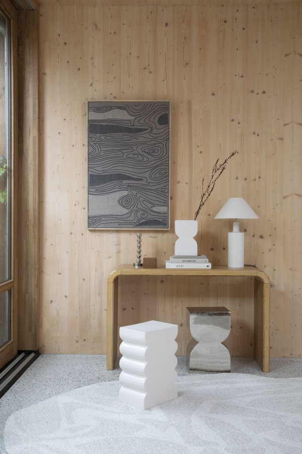 ZUIVER Cones skammel, rektangulr - blank lilla aluminium (21x30)