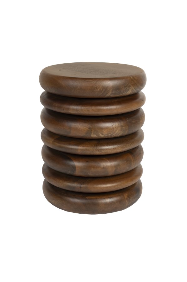 ZUIVER Disc skammel, rund - brun mangotr (35)