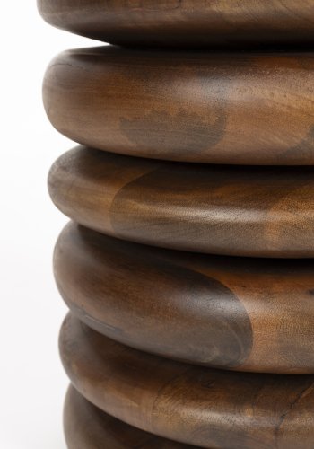 ZUIVER Disc skammel, rund - brun mangotr (35)