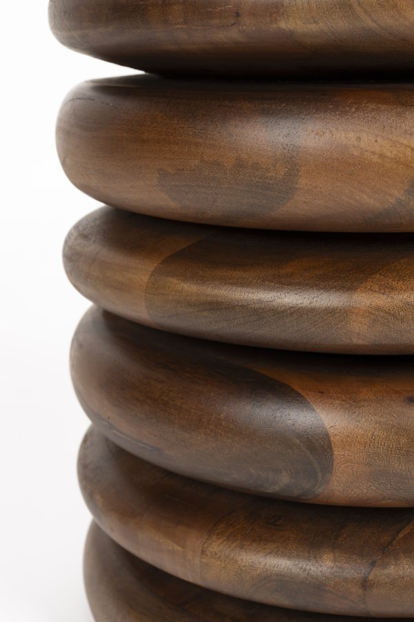 ZUIVER Disc skammel, rund - brun mangotr (35)