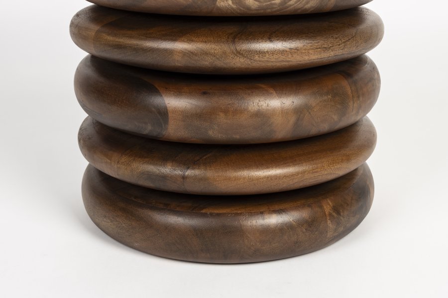 ZUIVER Disc skammel, rund - brun mangotr (35)