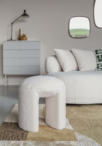 WHITE LABEL LIVING Noxx taburet - hvid polyester (42x42)