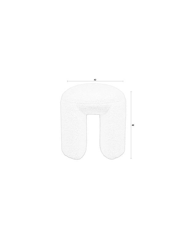 WHITE LABEL LIVING Noxx taburet - hvid polyester (42x42)