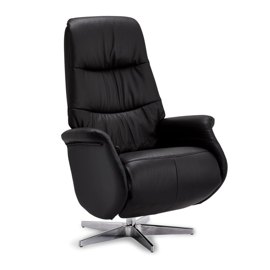 Delta recliner lnestol, m. armln og drejefunktion - sort lder m. krom ben