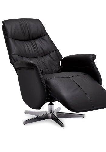 Delta recliner lnestol, m. armln og drejefunktion - sort lder m. krom ben