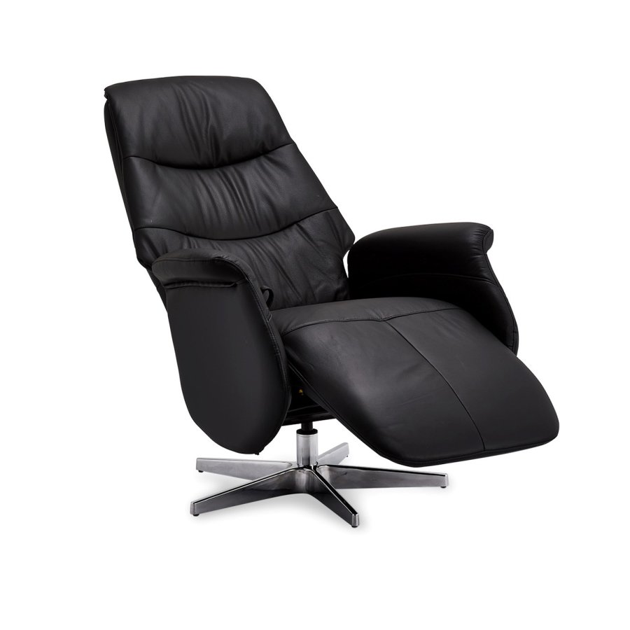 Delta recliner lnestol, m. armln og drejefunktion - sort lder m. krom ben