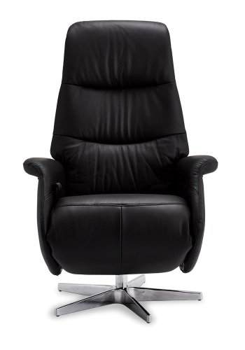 Delta recliner lnestol, m. armln og drejefunktion - sort lder m. krom ben