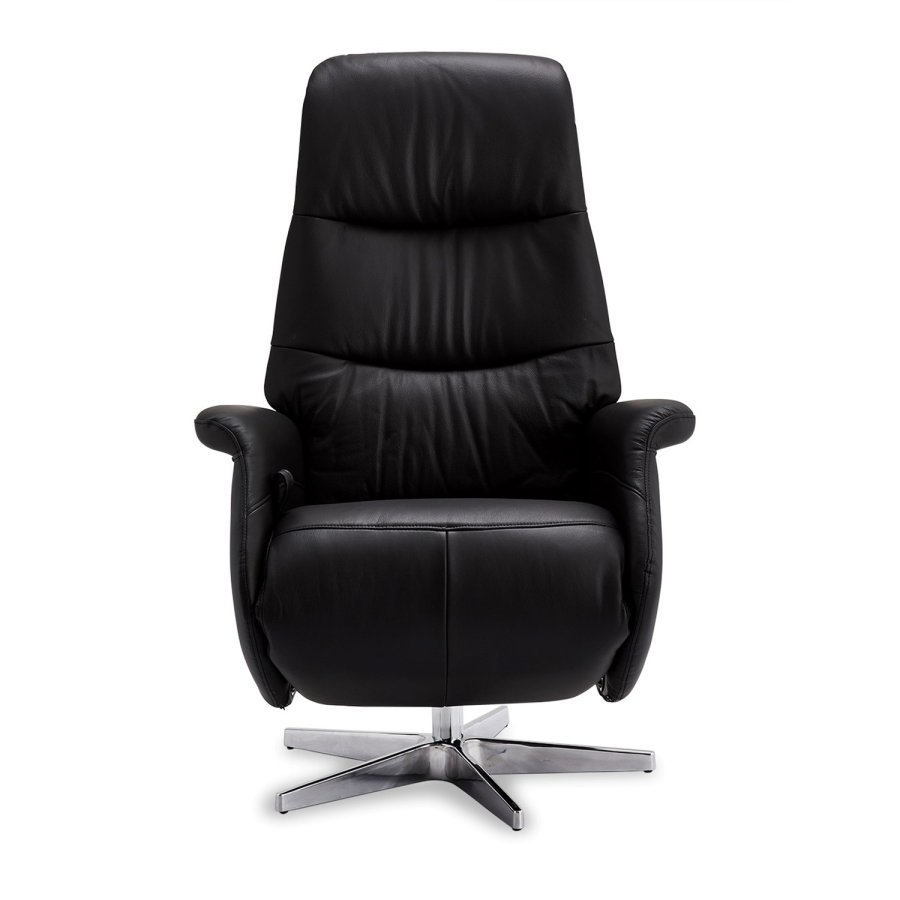 Delta recliner lnestol, m. armln og drejefunktion - sort lder m. krom ben