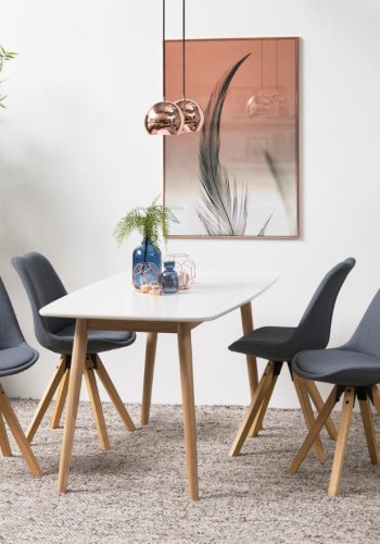 ACT NORDIC Dima spisebordsstol - mrkegr stof og natur gummitr