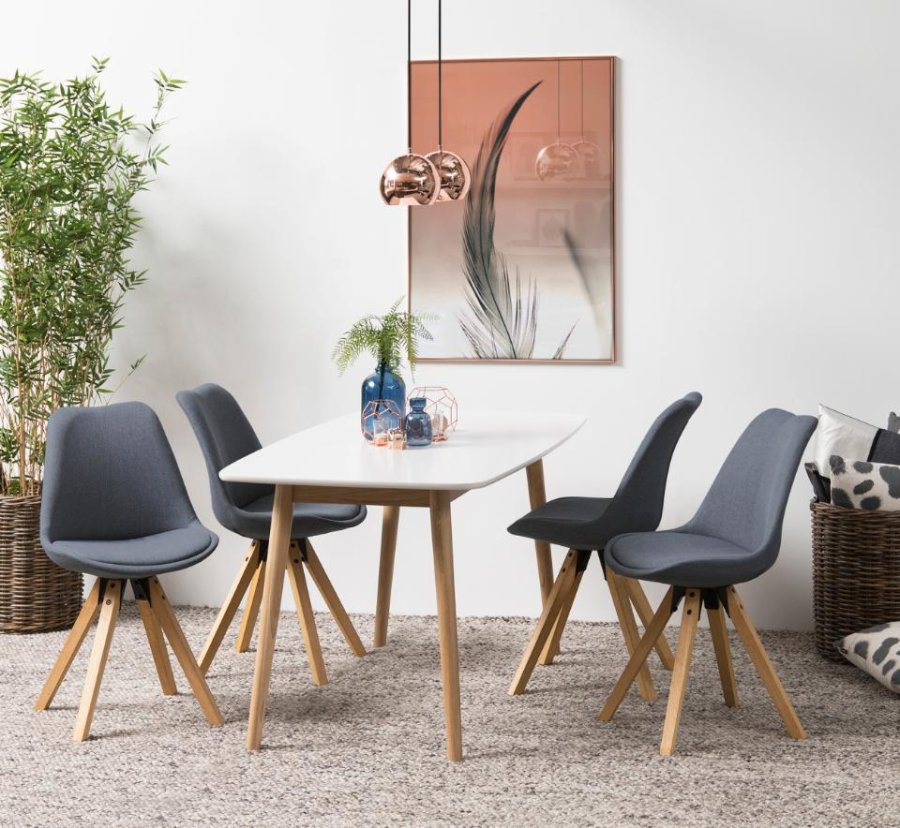 ACT NORDIC Dima spisebordsstol - mrkegr stof og natur gummitr