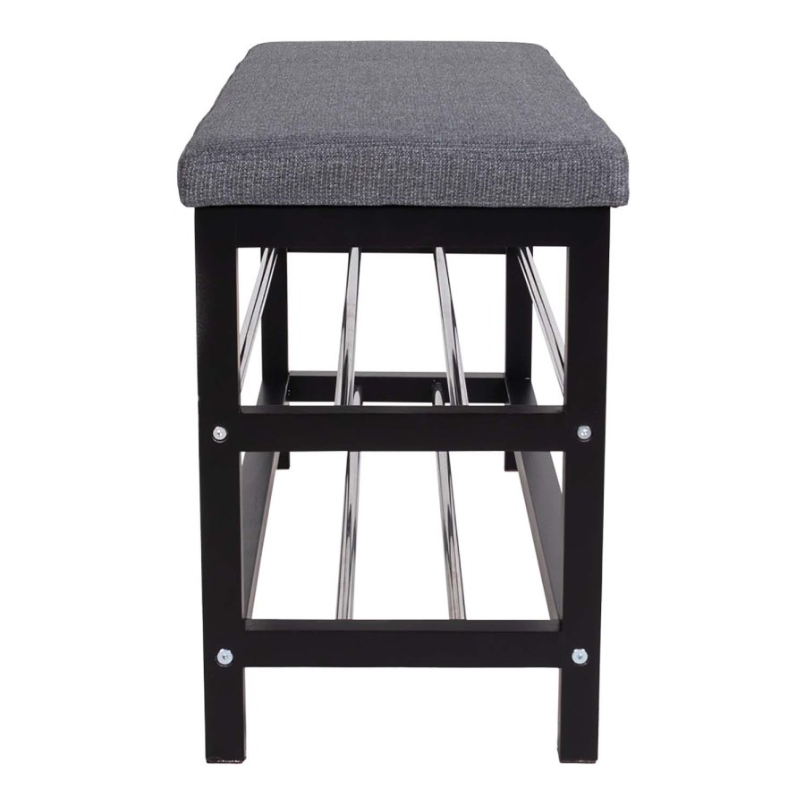 HOUSE NORDIC Padova bnk, m. hynde og 2 hylder - gr polyester, sort tr og stl