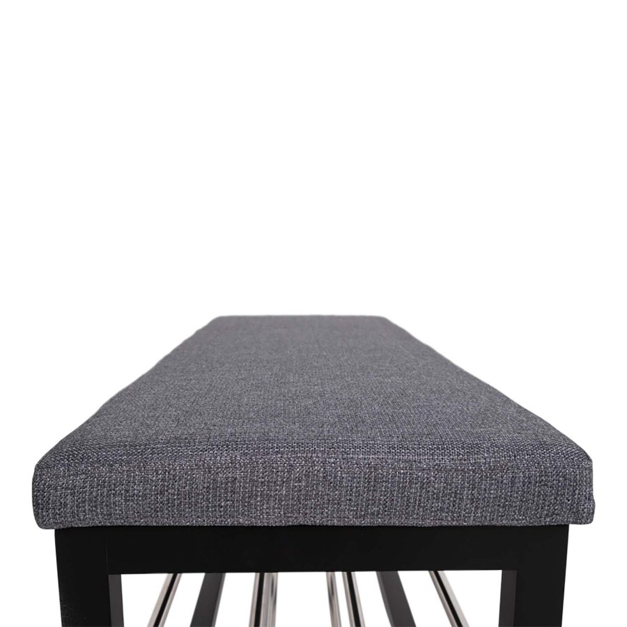 HOUSE NORDIC Padova bnk, m. hynde og 2 hylder - gr polyester, sort tr og stl