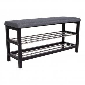 HOUSE NORDIC Padova bnk, m. hynde og 2 hylder - gr polyester, sort tr og stl