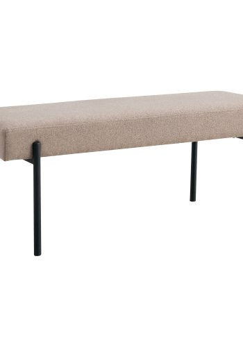 HOUSE NORDIC Swindon bnk, rektangulr - stone gr polyester stof og sort metal (100x36)