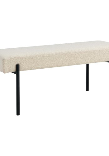 HOUSE NORDIC Swindon bnk, rektangulr - hvid bouclé polyester stof og sort metal (100x36)
