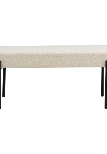 HOUSE NORDIC Swindon bnk, rektangulr - hvid bouclé polyester stof og sort metal (100x36)